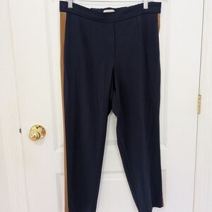 Aritzia Babaton Navy Trousers – Women’s Size 10, Tan Stripe, Like New #78